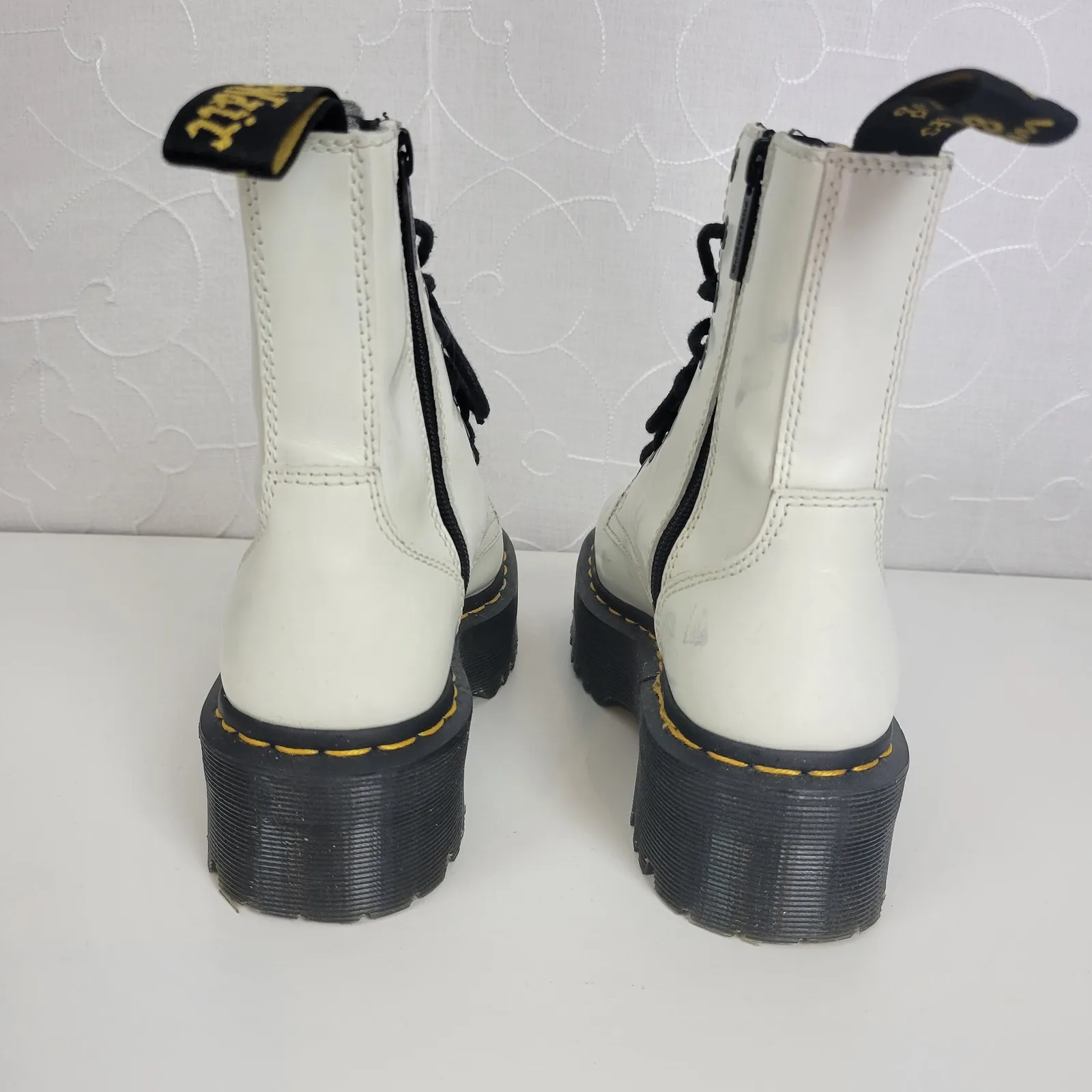 Doc Martens Womens Shoes Size 6 White Round Toe High Platform Side Zip‎ Boots - Image 4