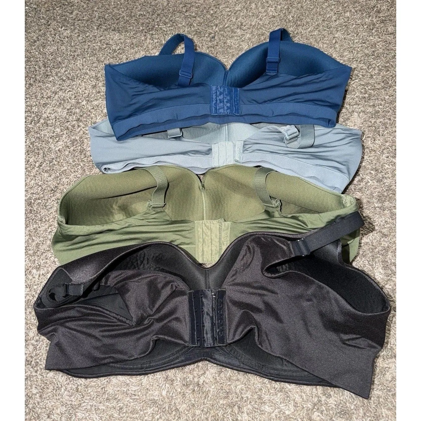 Lot of 4 Cacique Lane Bryant Wirefree Bras Size 44DDD - Black Blue Green Grey - Image 3