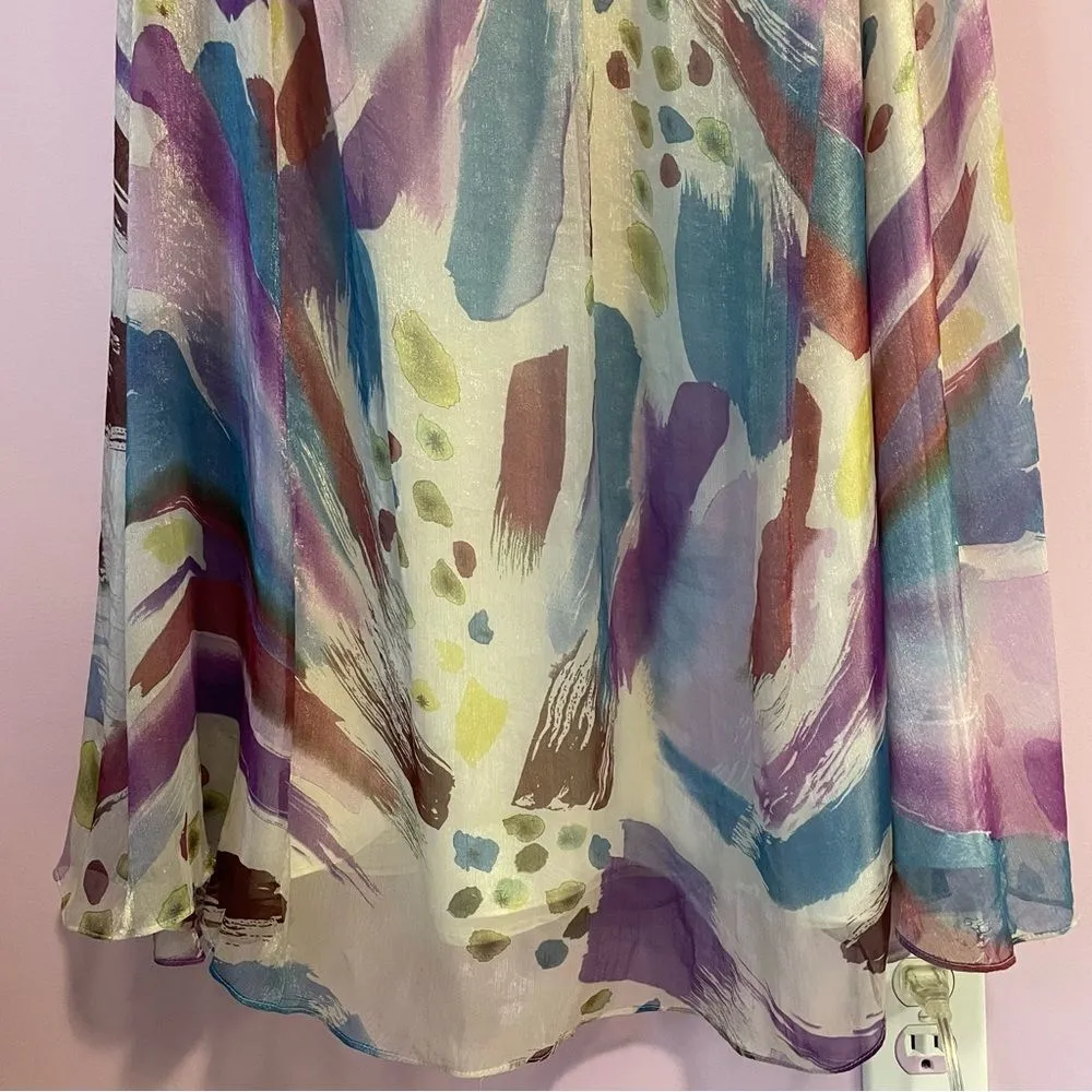 B Darlin Prom Dress Size 9 10 Halter Beaded Satin Maxi Purple Blue Chiffon - Image 5