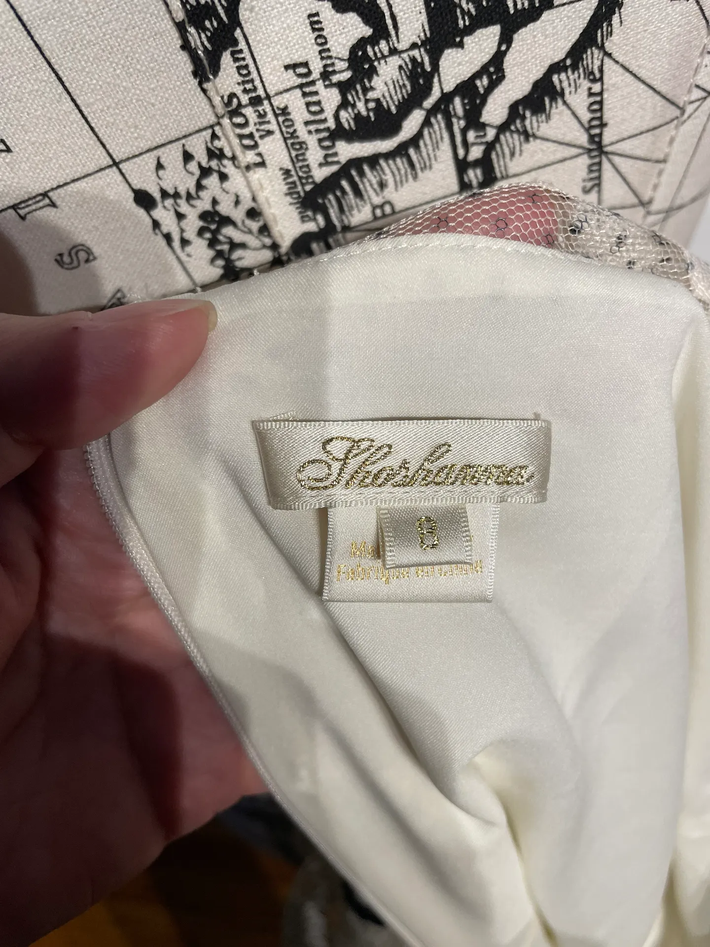 Stacia Lace Tiered Polka Dot Knee Length High Neck Black trim on neck/sleeve/bottom Hidden back zipper A flutter sleeve ballet lace fit-and-flare mini dress with ruffle detail below the waist ivory cream Kentucky Derby mock sheer layer - Image 7