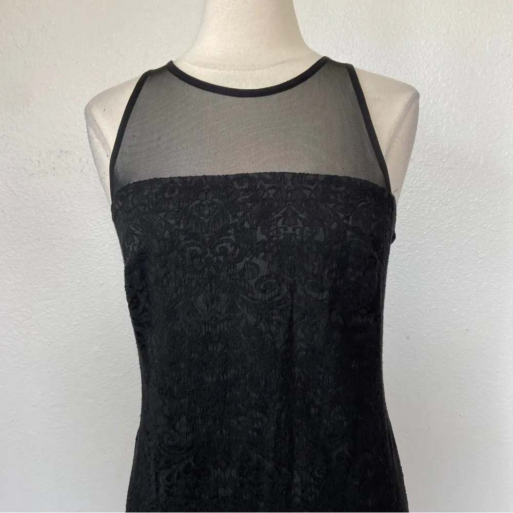 Y2K Black Floral Baroque Mesh Sleeveless Cocktail Dress - Image 2