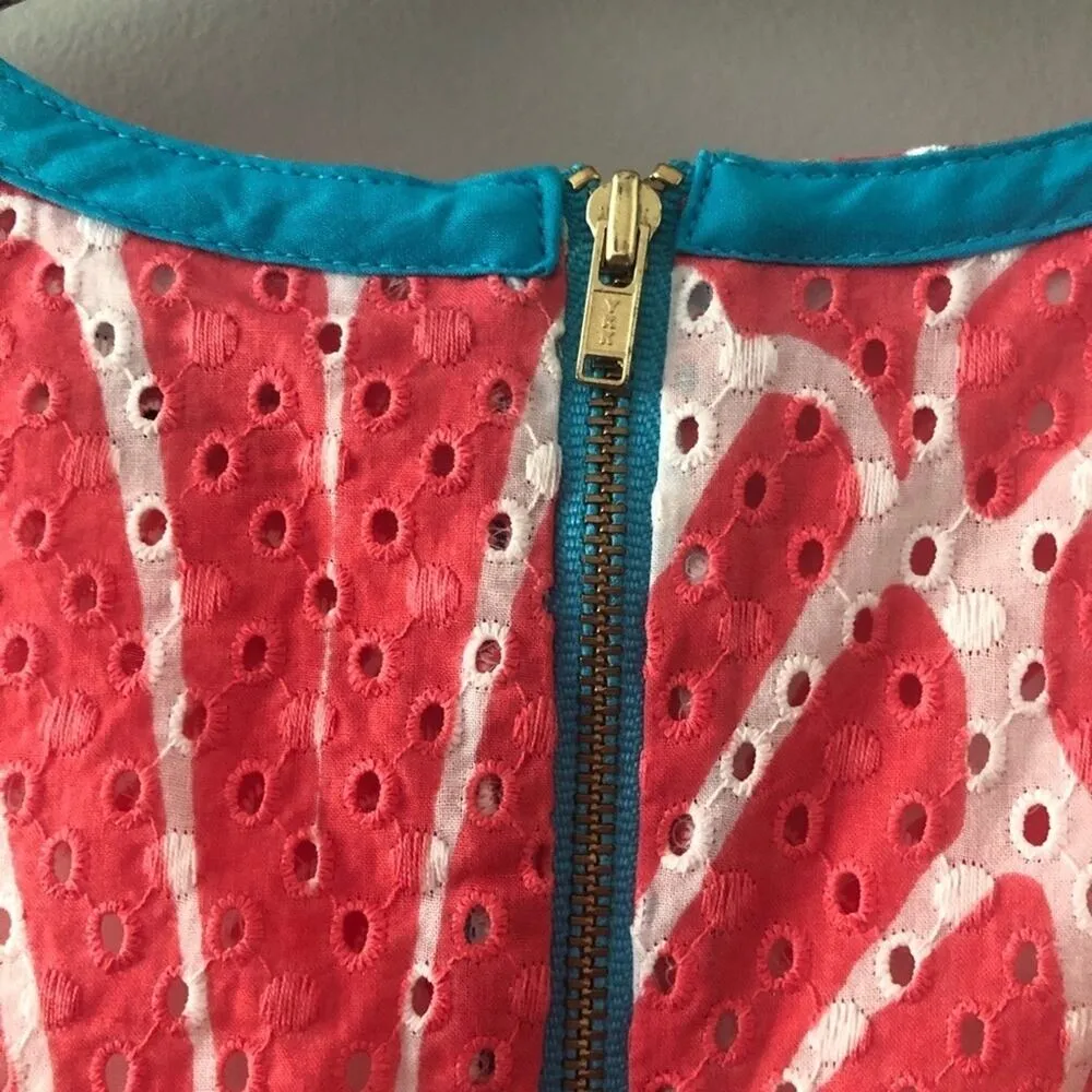 Crown & Ivy Coral Seashell Print Eyelet Shift Dress NEW - Image 7