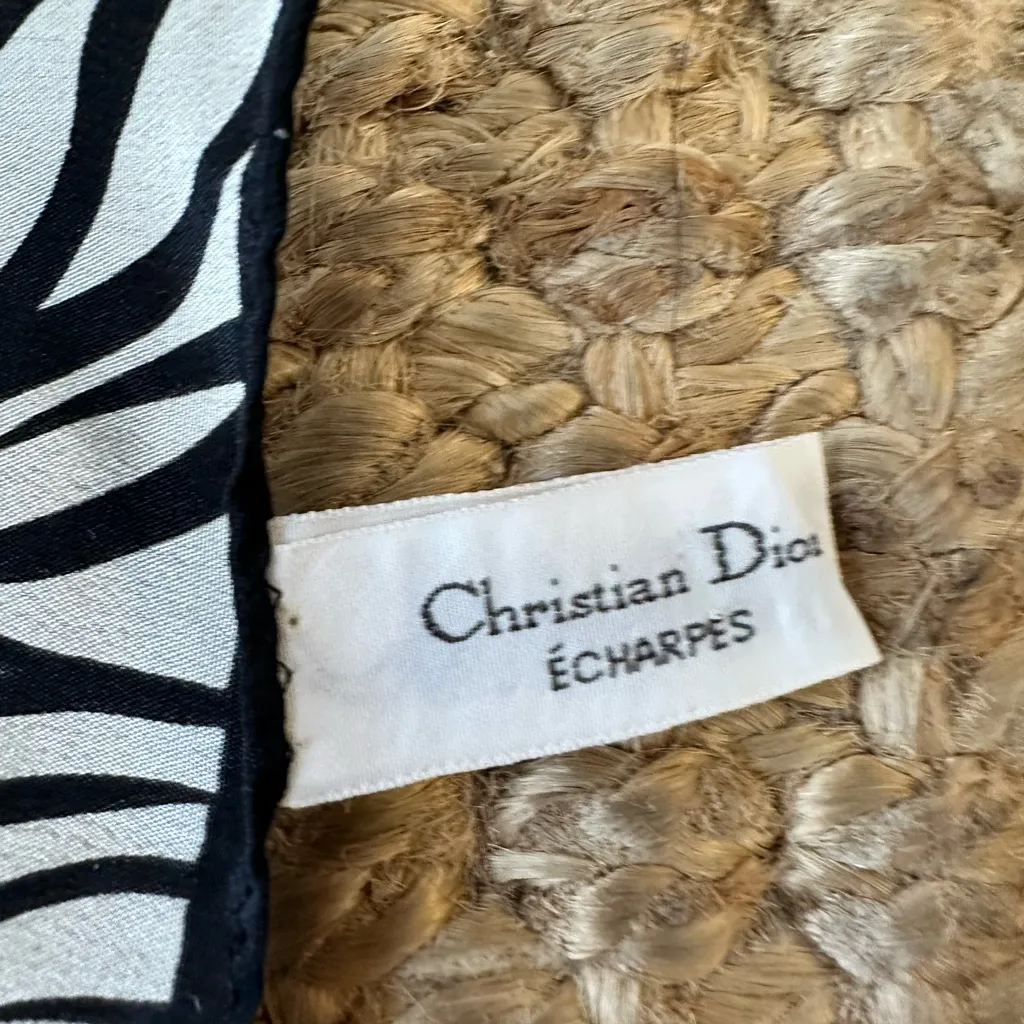 Dior Black and White Zebra Print Scarf VINTAGE 100% SILK - Image 3