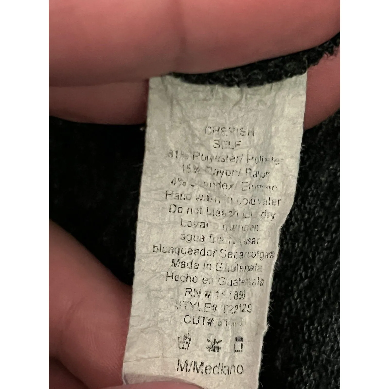 Cherish Sweater Womens Medium Charcoal V-Neck Ribbed Trim Drop Shoulder Pullover - Image 7