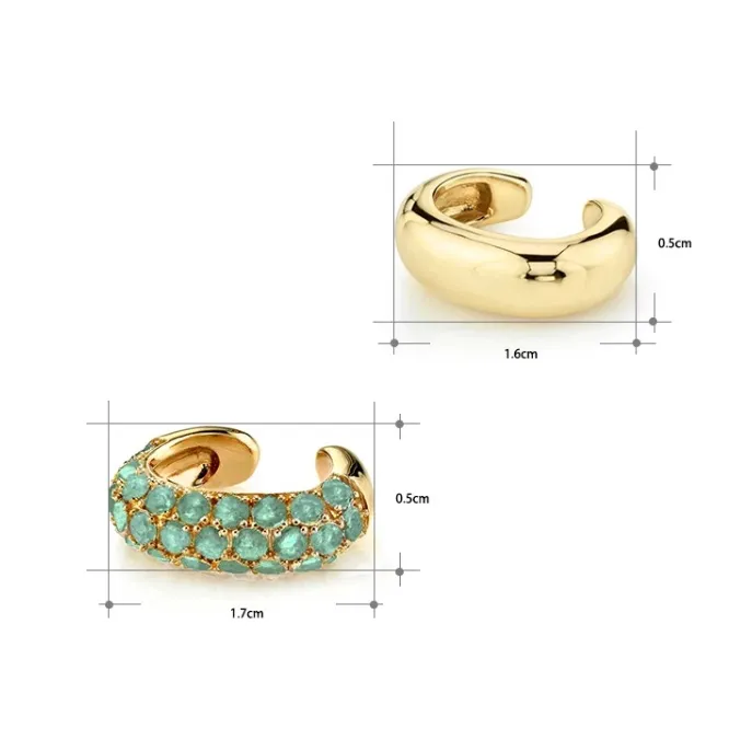 Elegant Gold and Turquoise Earrings Cuff No backing - Image 5