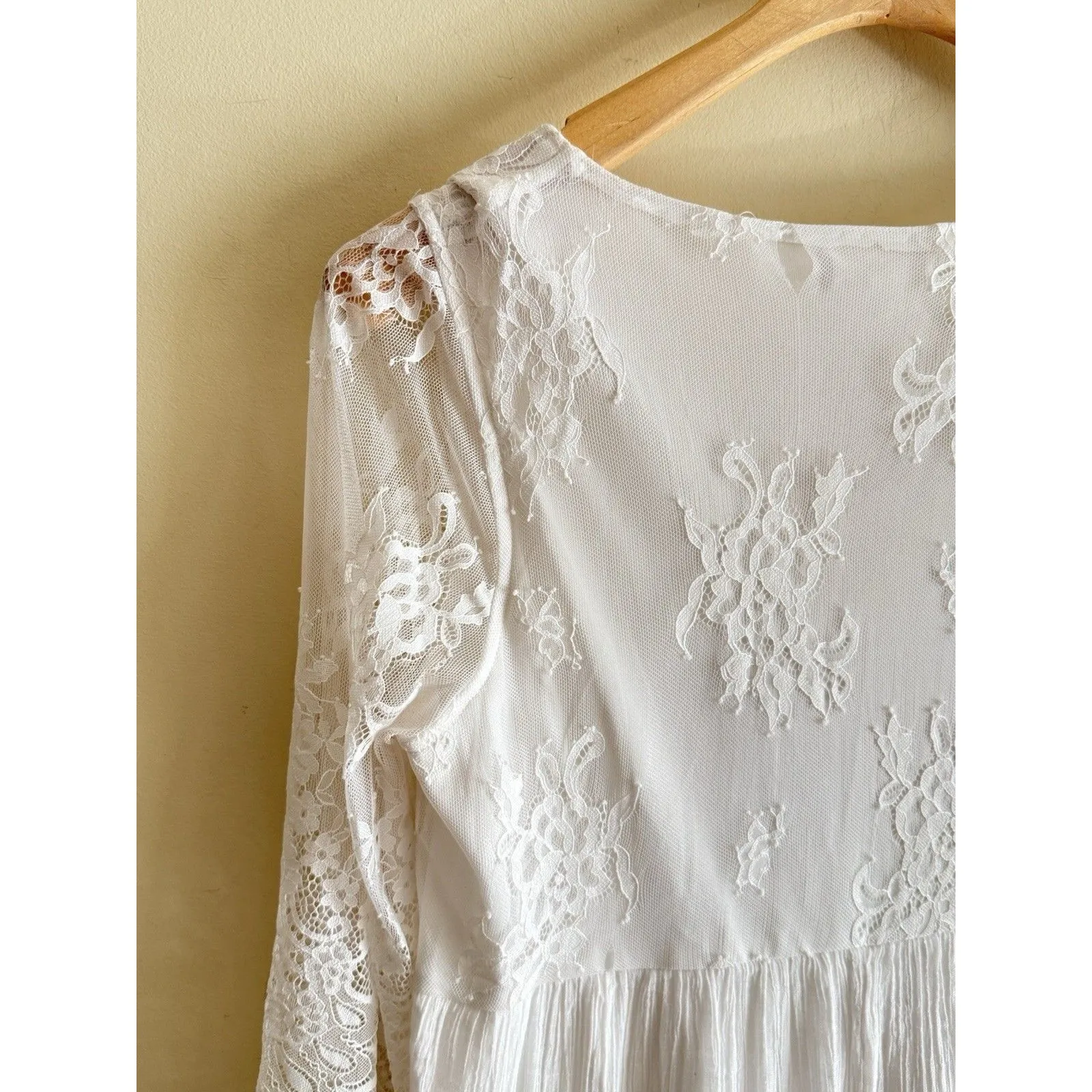 Magnolia Boutique Sz L White Lace Mini Babydoll Dress Cottagecore Romantic Size L - Image 4