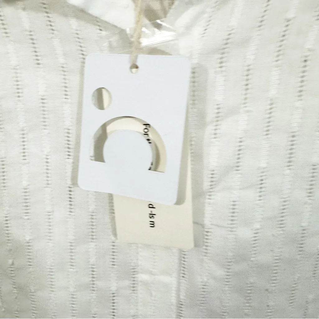 NWT Commense Textured Long Sleeve Button Down Top White - Image 9