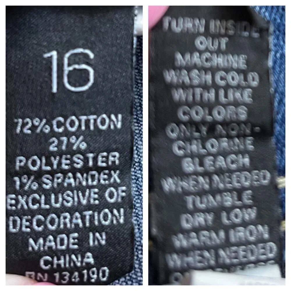 Inc Denim Jeans Boyfriend Regular Fit Stretch Floral Embroidery Women’s Size 16 Blue - Image 7