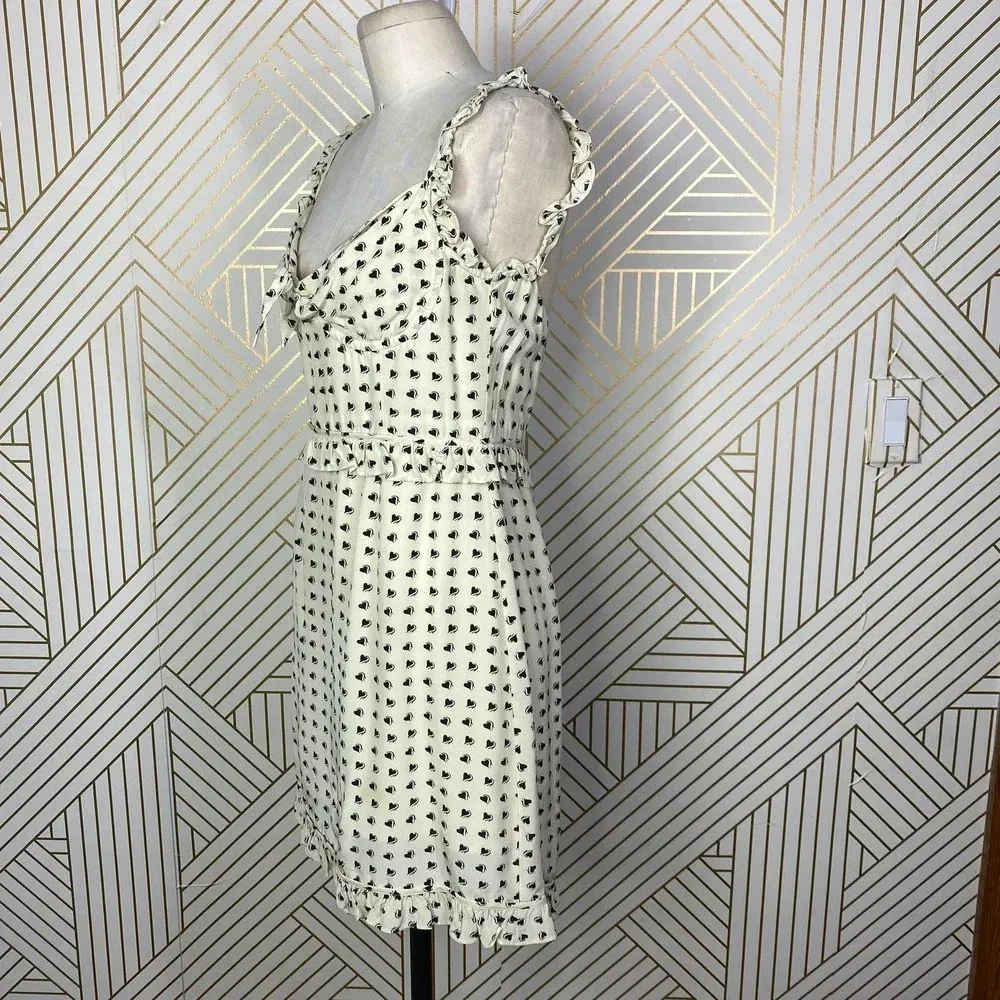 For Love‎ & Lemons Sweetheart Mini Dress Creme Heart Print Size US Medium - Image 7