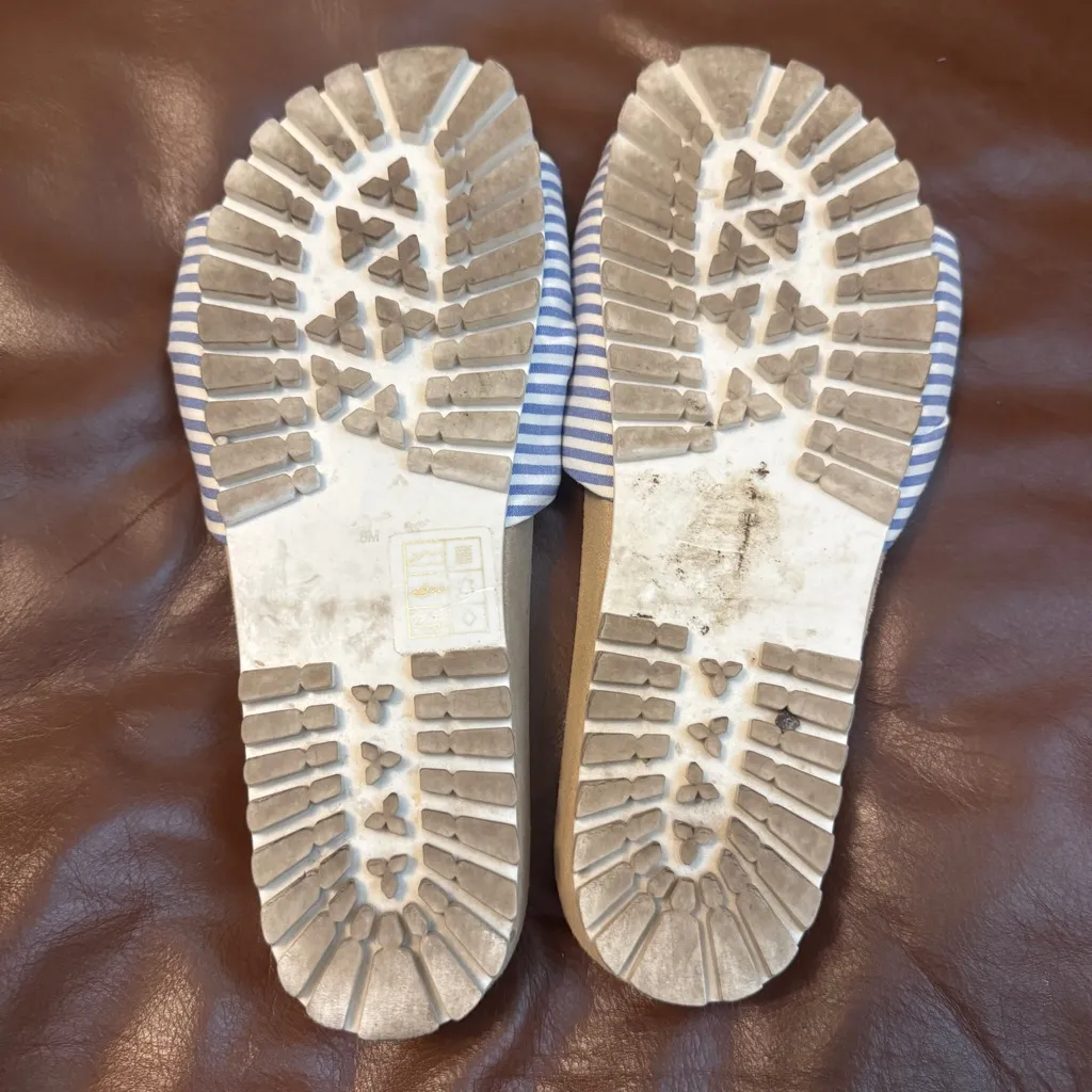 Jack Rogers Phoebe Knotted Comfort Slide Sandals Blue Striped Fabric - Image 4