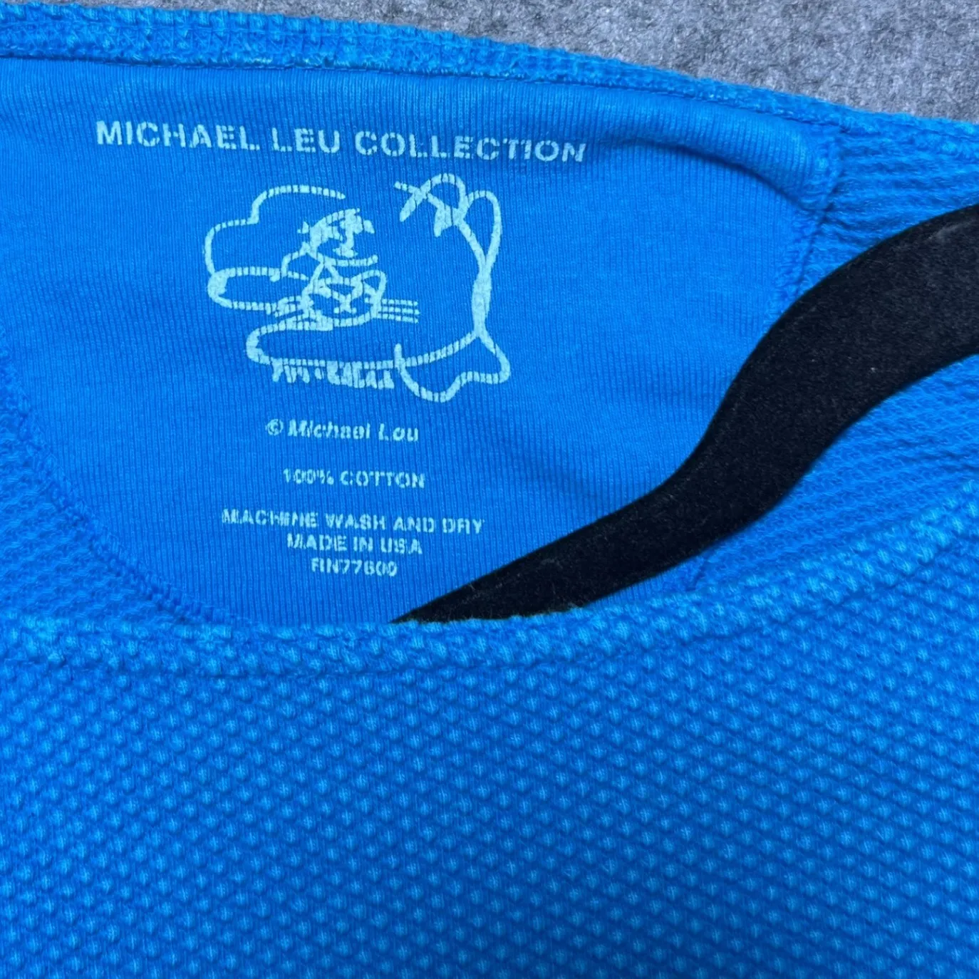 Vintage Michael Leu Collection Blue Textured Sweatshirt & Pants Set Small - Image 2