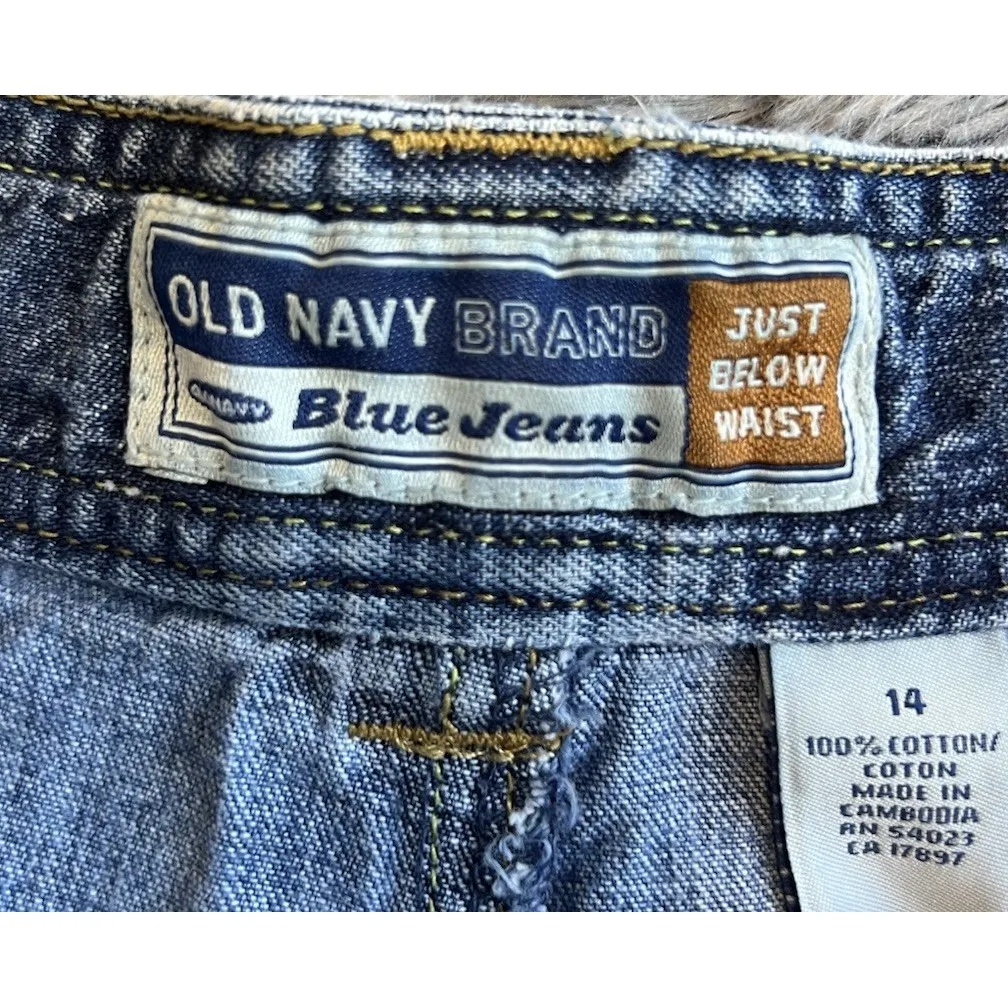 Old Navy Jean Shorts Womens Size 14Blue Denim Cotton Drawstring Tie Waist Casual - Image 3