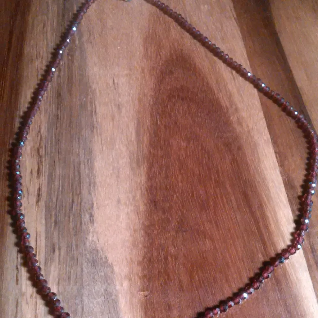 Mozambique Garnet Stainless Steel Beaded Necklace - Image 4