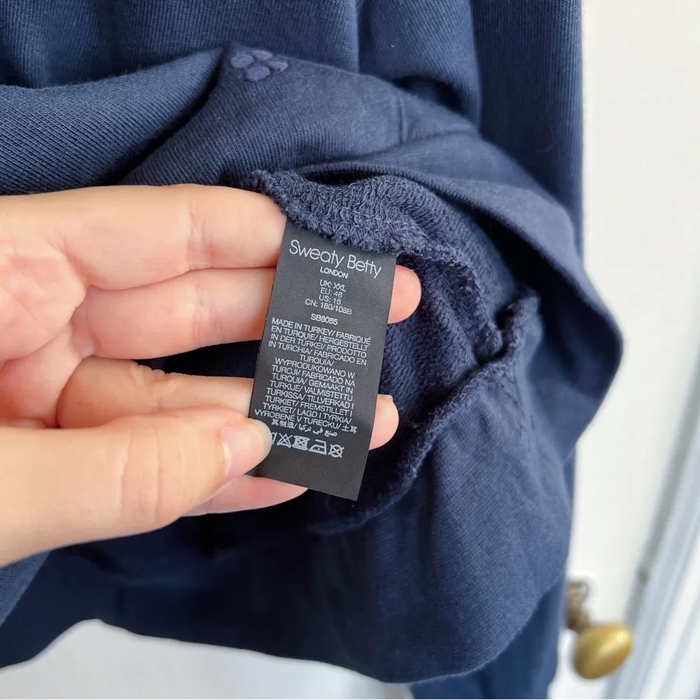 Sweaty Betty • After Class Hoodie navy blue relaxed fit organic cotton knit - Image 8