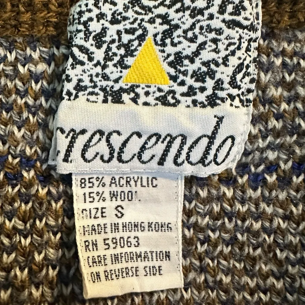 Vintage 70s Wool Acrylic Fair Isle Midi Sweater Skirt Size Small Brown Blue - Image 6