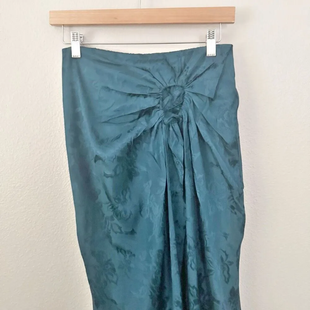 BAND OF THE FREE | Celene Deep Teal Layered Midi Skirt Floral | Size Small Blue - Image 5