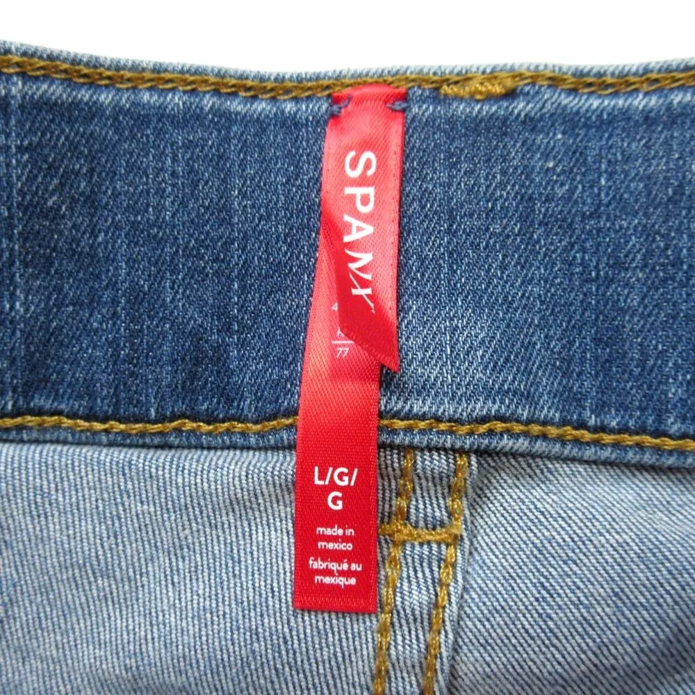 NWT SPANX 20407R Seamed Front Wide Leg Denim in Vintage Indigo Pull-on Jeans L - Image 4
