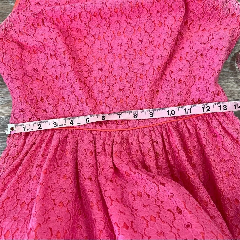 Lilly Pulitzer aleesa Barbie pink laced fit and flare dress sleeveless women’s 8 - Image 6