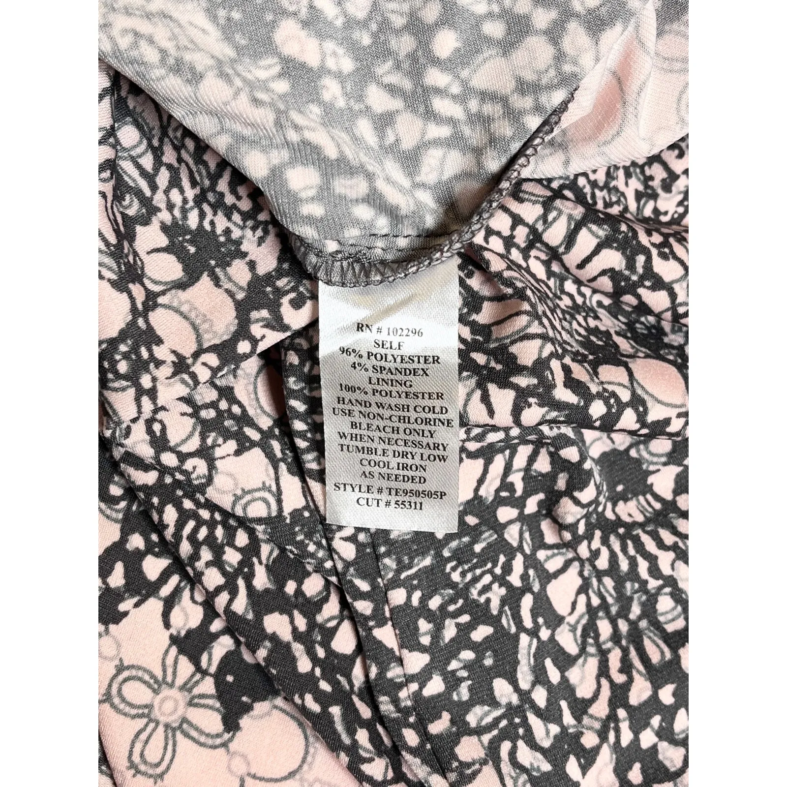 Connected Apparel Wrap Dress 6P Pink Gray Side Gather Sleeveless Mob Wife - Image 5