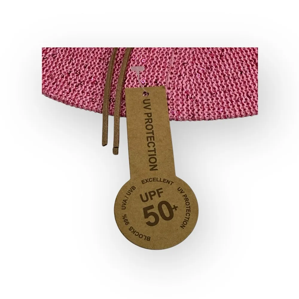 new Anthropologie [by C.C.] 𒀭 Sparkle Straw Cowboy Hat 𒀭 Medium Pink 𒀭UPF 50+ - Image 14