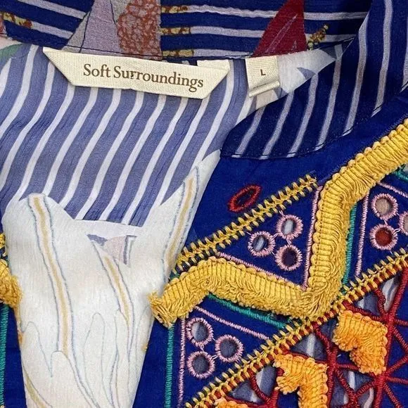 Soft‎ Surroundings Women's Embroidered Tory Tunic 100% Viscose Boho Floral Sz Lg - Image 5