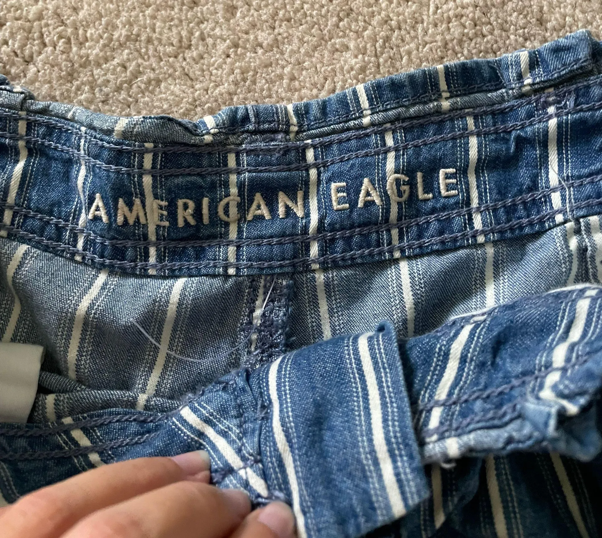 American Eagle Striped Comfy Mom Shorts - Image 5