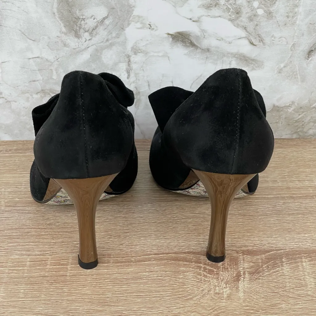 IRREGULAR CHOICE WINDSOR Black Suede Bow Pumps size 39/8 - Image 3