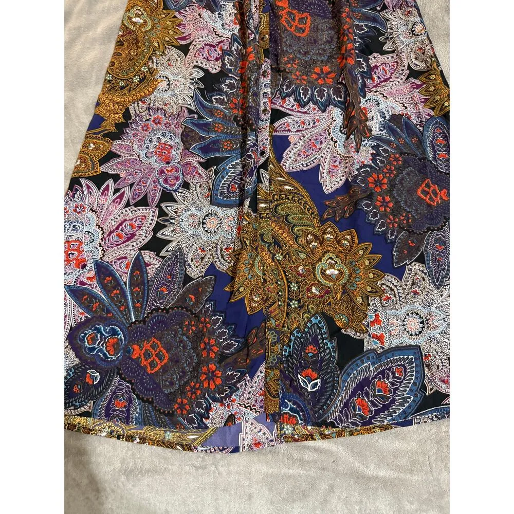 Anthropologie Vanessa Viriginia Paisley Maxi Button Down Lined Boho Skirt SZ M - Image 5
