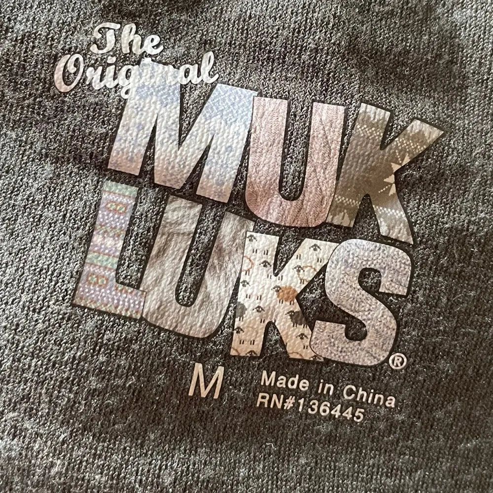 Muk Luks Gray Fleece Long Sleeve Comfy Casual Loungewear Pullover Sweater Top - Image 5