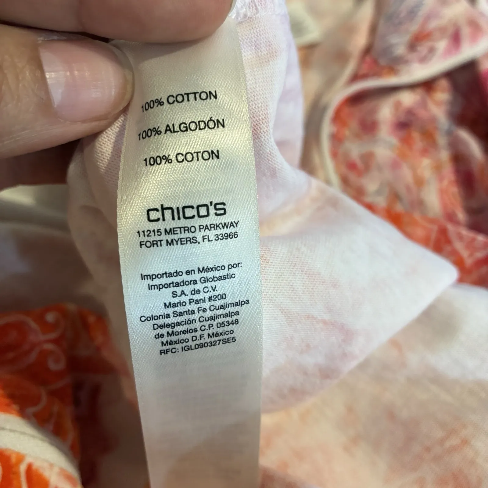 Chico's Weekends by  Orange/Multi 3/4 Sleeve Cotton Zip Front Jacket - Size 2‎ - Image 5