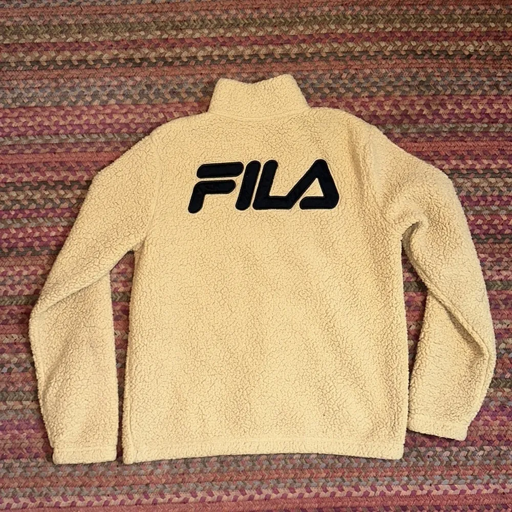 FILA CAMEL BROWN SHERPA QUARTER ZIP PULLOVER SWEATER - Image 4