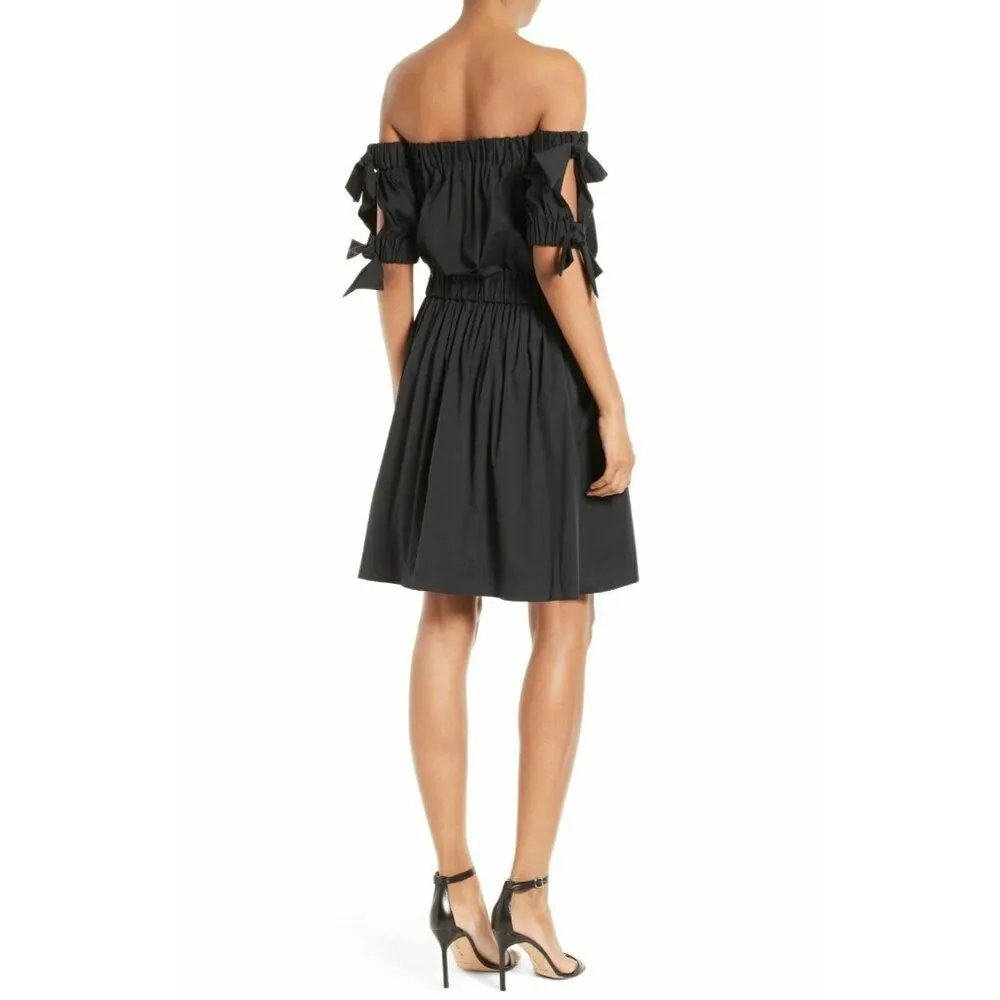 NWT Milly Zoey in Black Off the Shoulder Cotton Poplin Blouson Dress 6 $395 - Image 5
