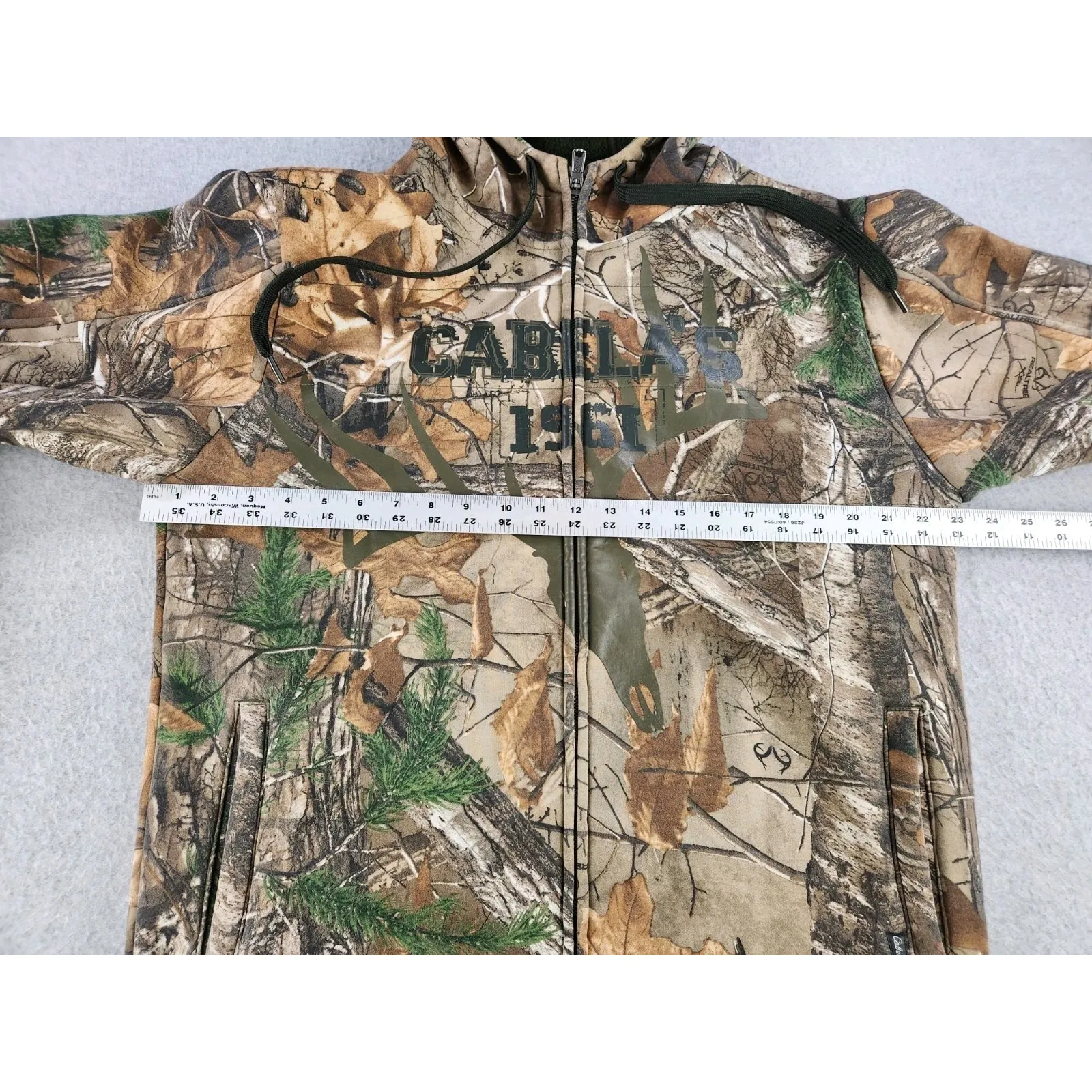 Cabelas Thick Realtree Camo Fleece Lined Hoodie Full Zip Jacket Hunting - MEDIUM - Image 5