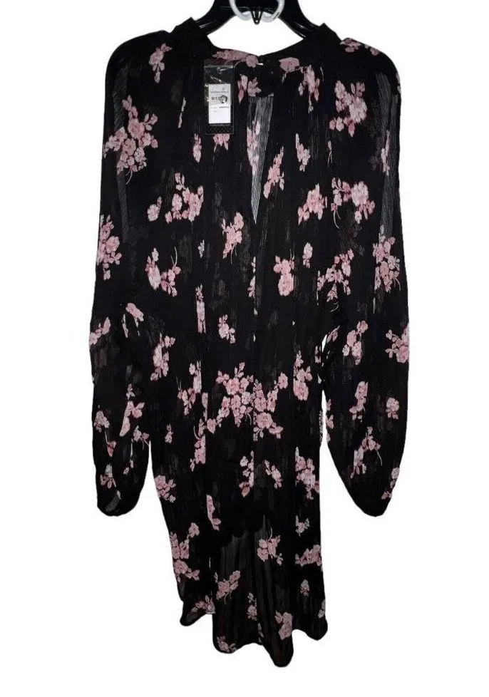 City Chic Black  Floral Budding Romance Long Sleeve Hi Low  Top Size L/20 ( 3X ) - Image 7