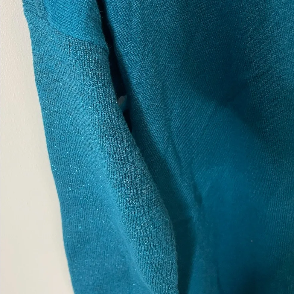 Lilly Pulitzer Cobo Boatneck Sweater L/S Pullover Teal Pockets 3/4 Sleeves XS - Image 3