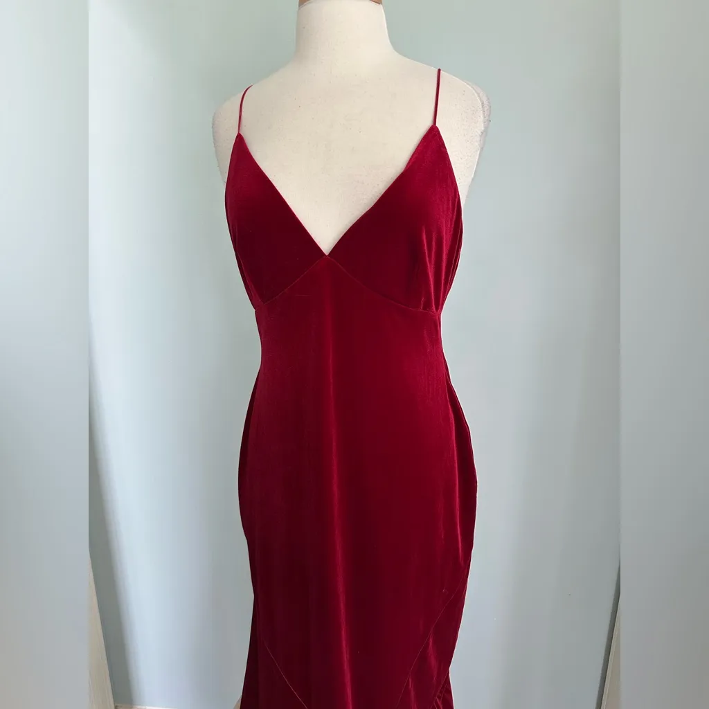 Lovers & Friends Rebel Slip Ruby Red Velvet Dress NWT size XLarge - Image 4