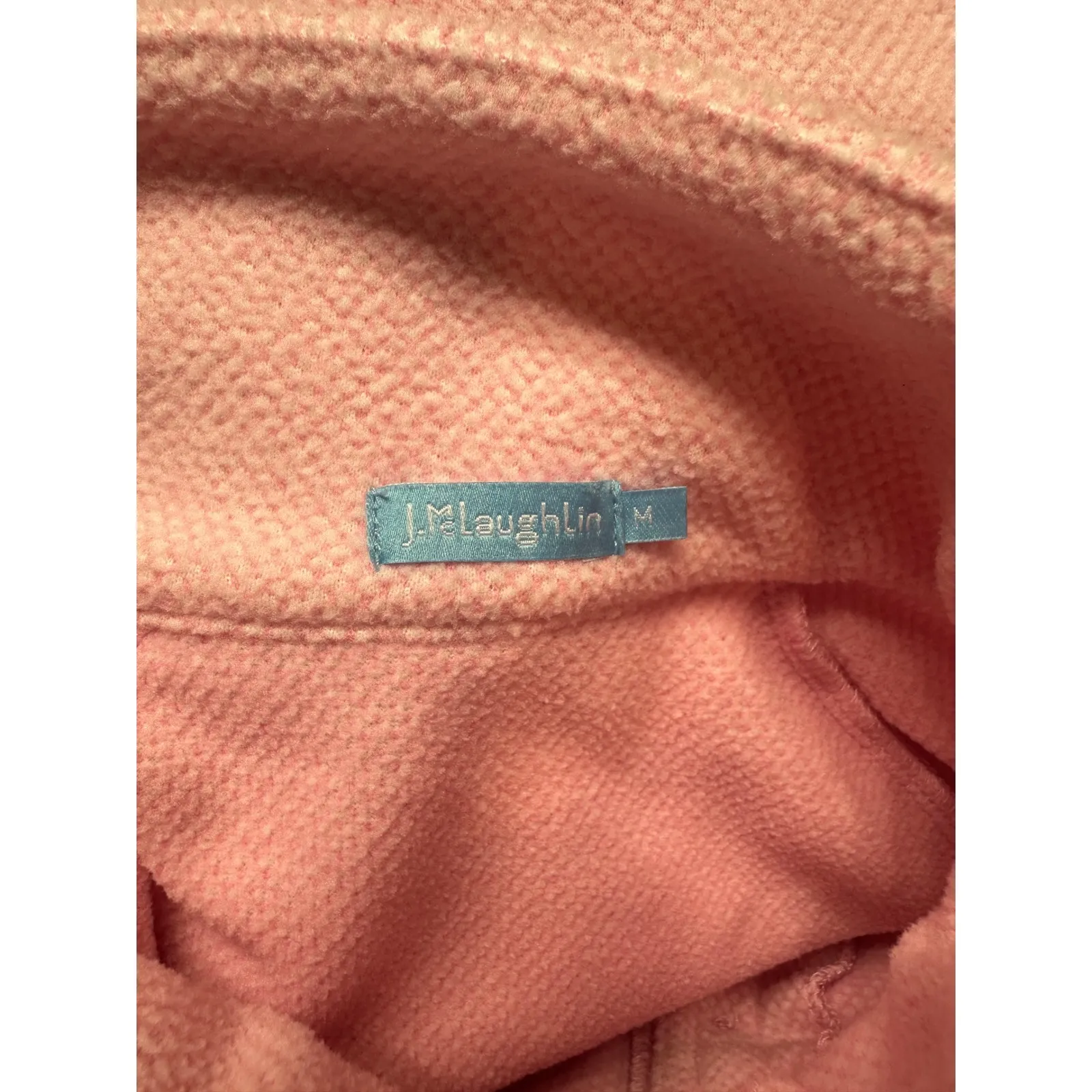 J McLaughlin Marisa Baby Pink Tunic Sweater M Button Funnel Mock Neck Preppy Size M - Image 5