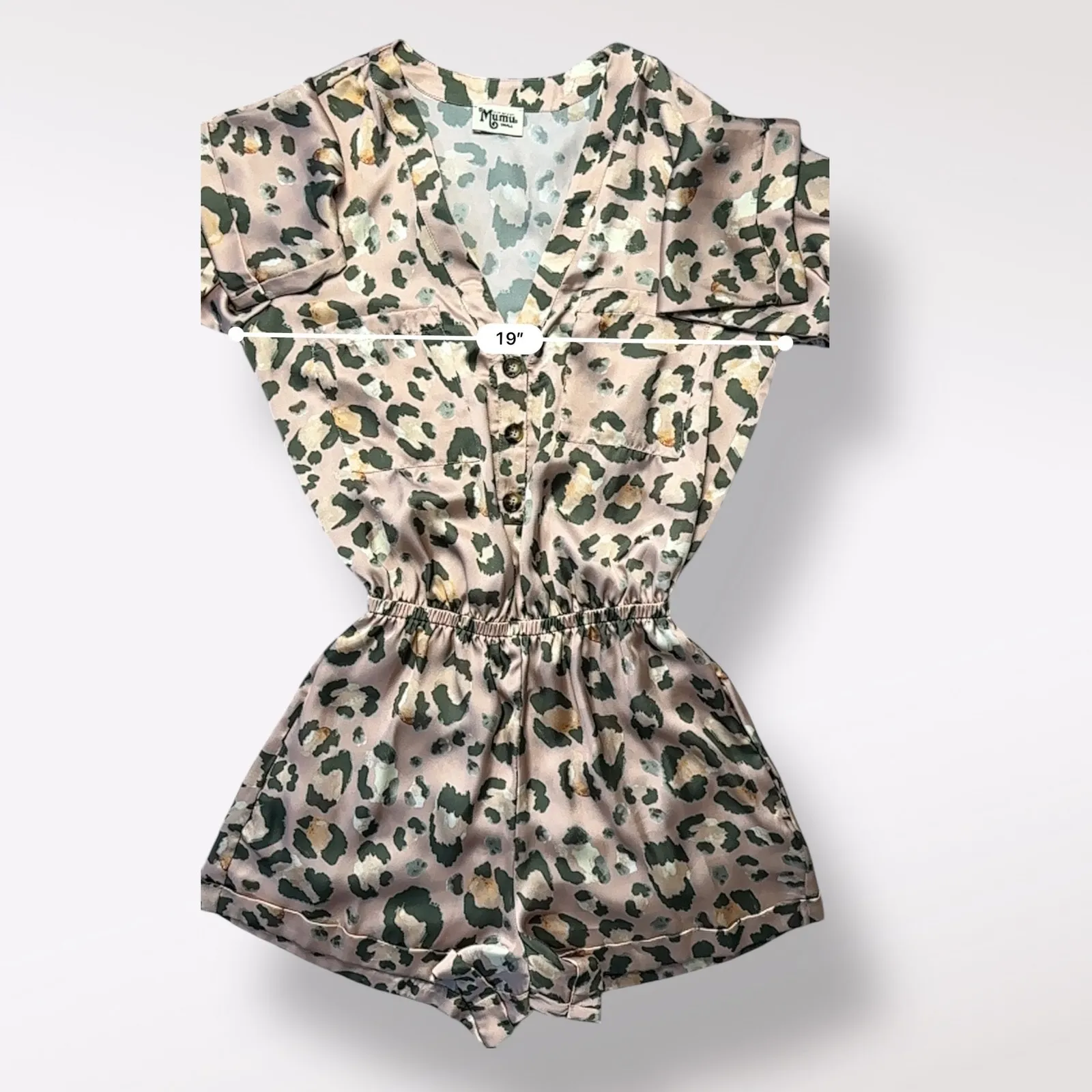 Show Me Your Mumu Blush Pink Cheetah Print Walker Romper Size S Satin‎ Boho NWOT - Image 3