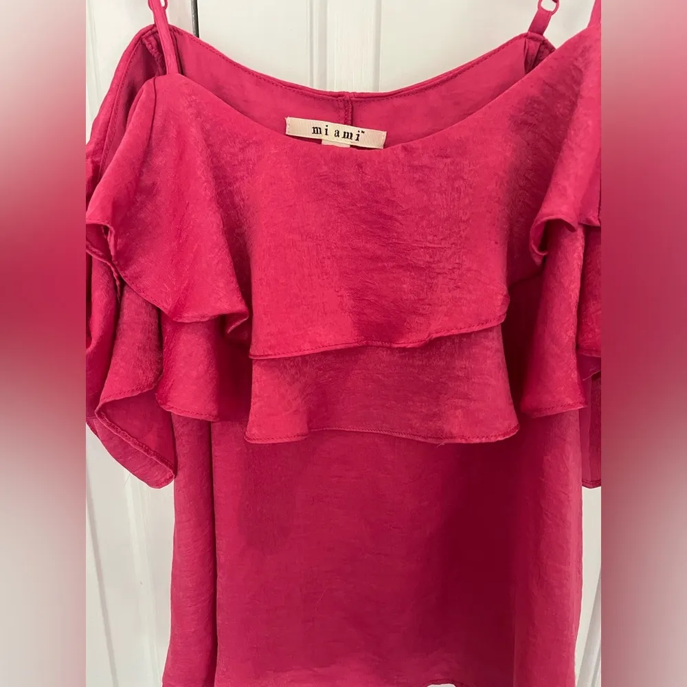 Miami Ruffle Tank Hot Pink Size Small - Image 2