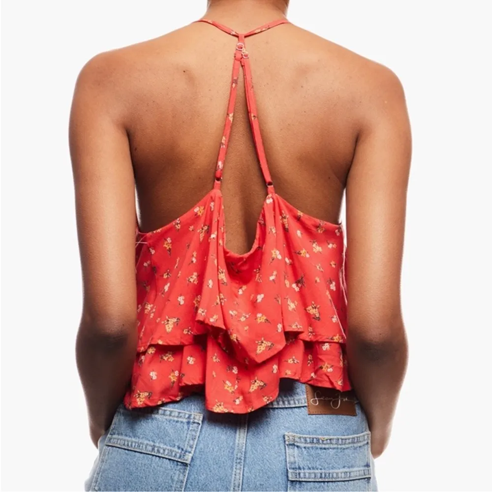 Forever 21 Red Ditsy Floral Strappy Back Cami Tank Top NWT Medium - Image 5
