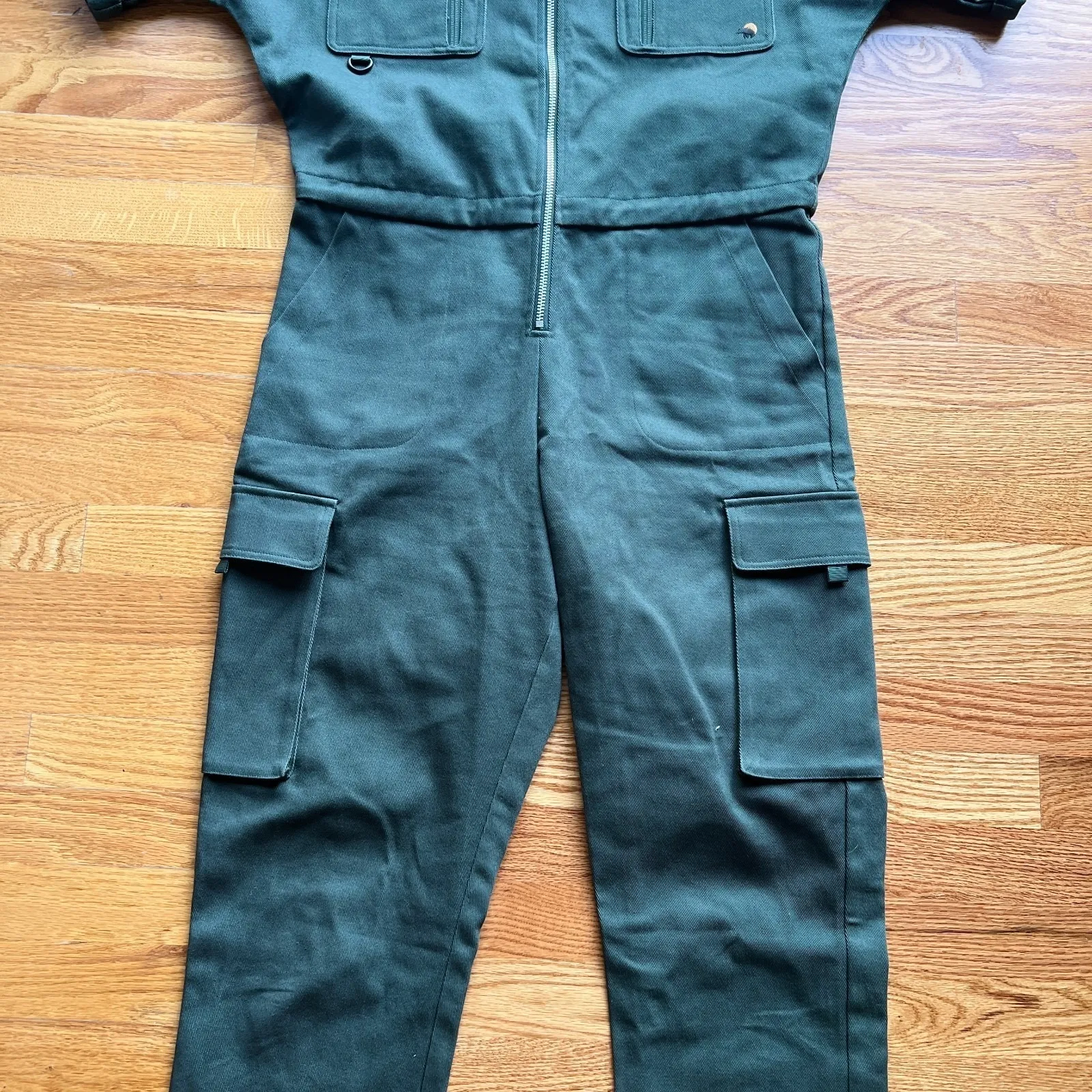 Wondery Outdoors Utility Jumpsuit Women's Medium Green Cargo Short Sleeve Zip - Image 5