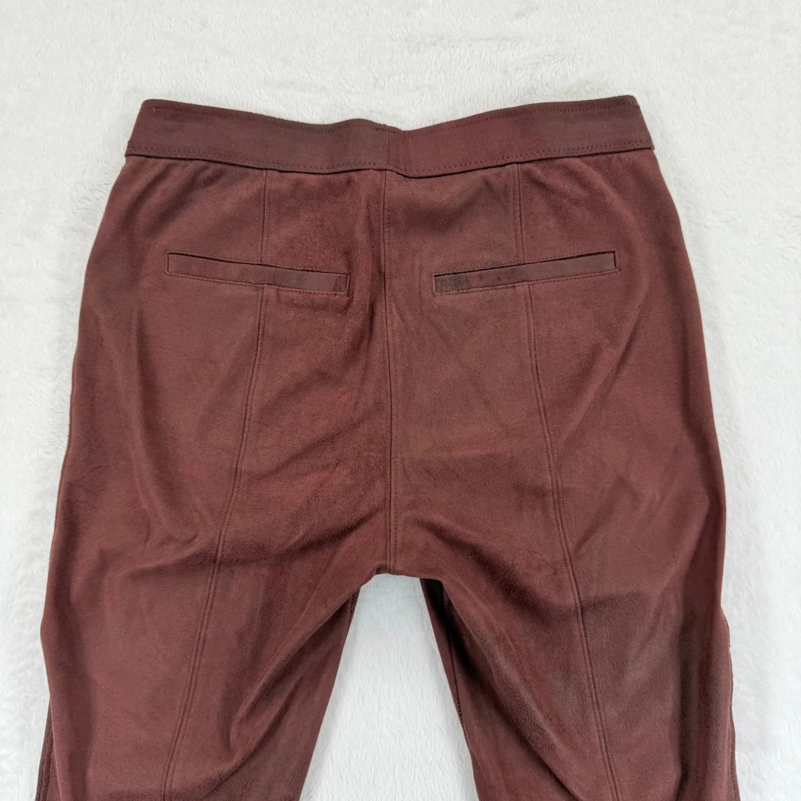 Free People‎ Faux Suede Leggings Size 26 Burgundy Brown Fitted Pants Women - Image 11