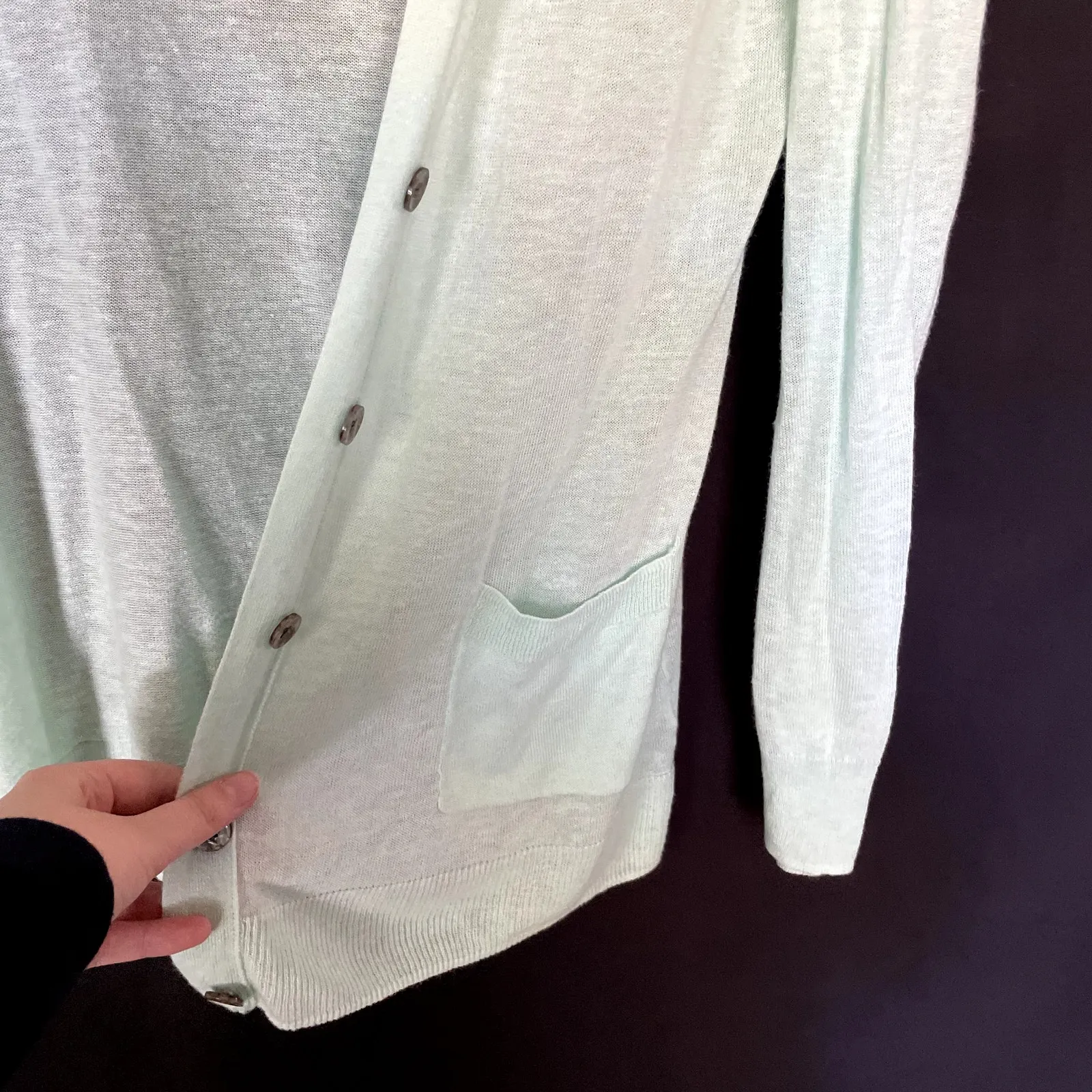 Cynthia Rowley soft mint semi sheer button down cardigan women's size medium - Image 4