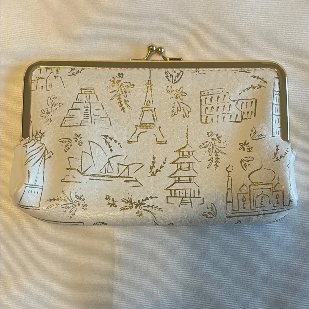 Hallmark White and Gold Clutch with Unique Landmark Design EUC - Image 3