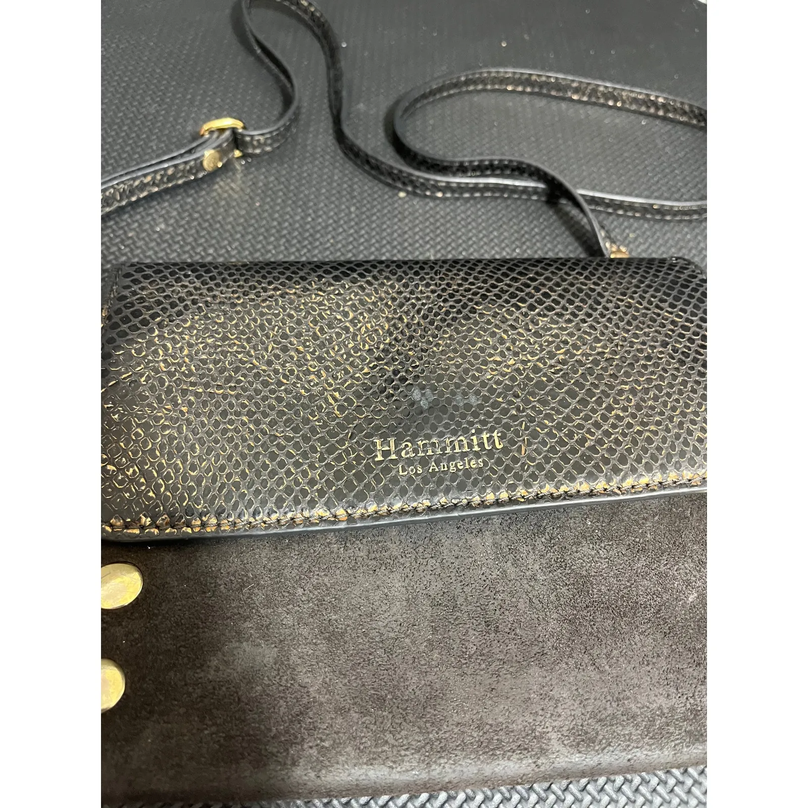 Hammitt Los‎ Angeles Suede Leather Snakeskin Embossed Crossbody Bag Purse - Image 2