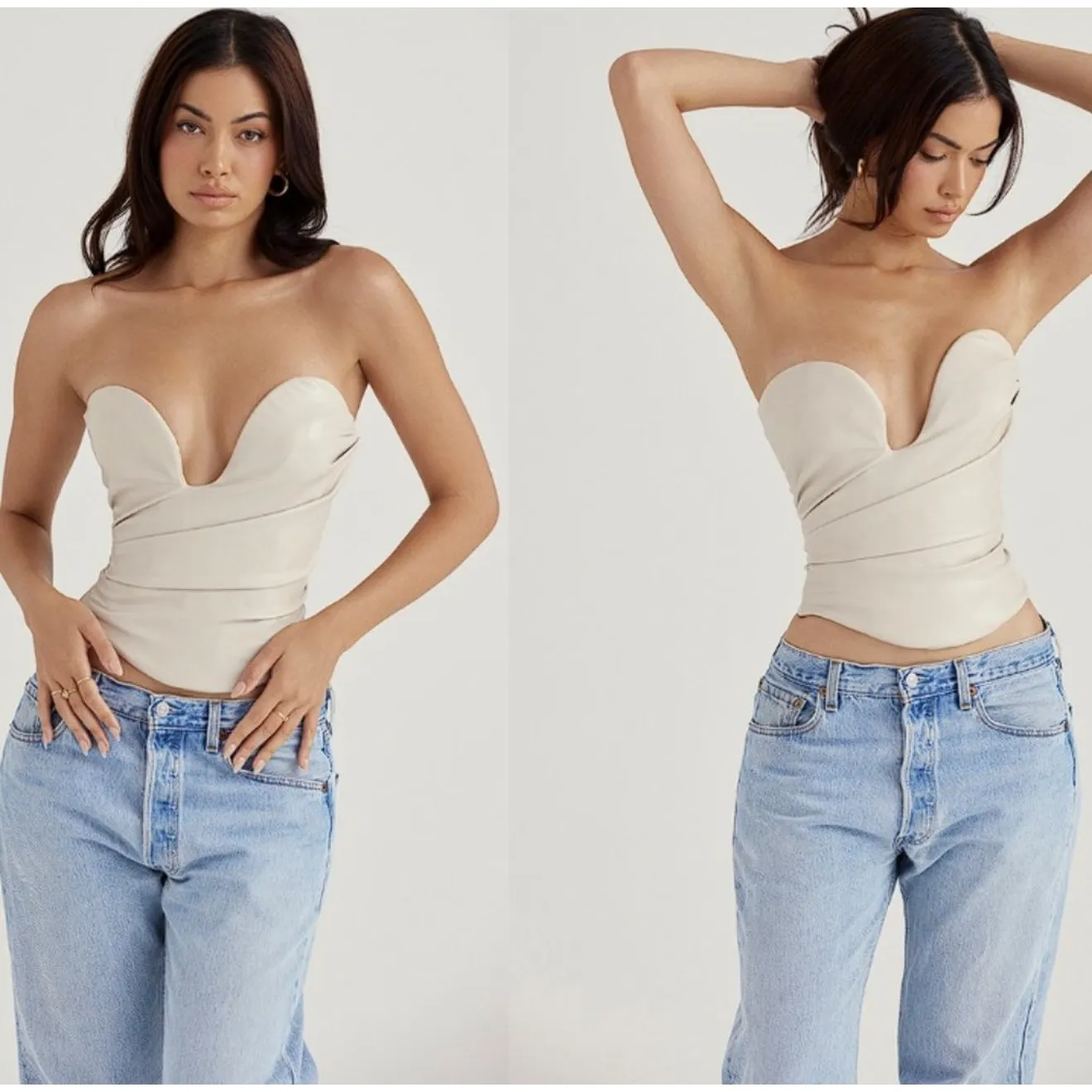 NWT House of CB 'Saffira' Fog Plunge Vegan
Leather Corset Sz Small SOLD OUT $135 - Image 3