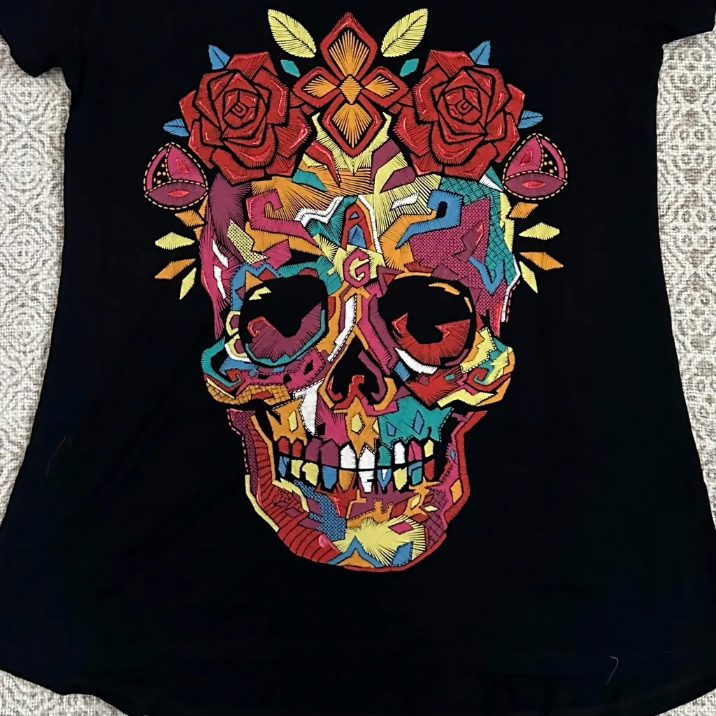 Ay Guey Sugar Skull Graphic Tee Black - Image 2