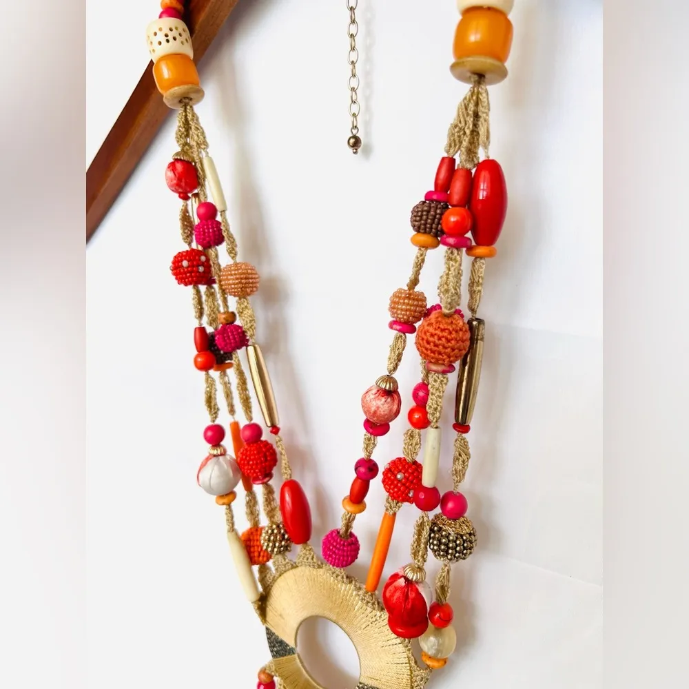 Chico’s | Orange&Pink Beaded Opera Necklace - Image 5