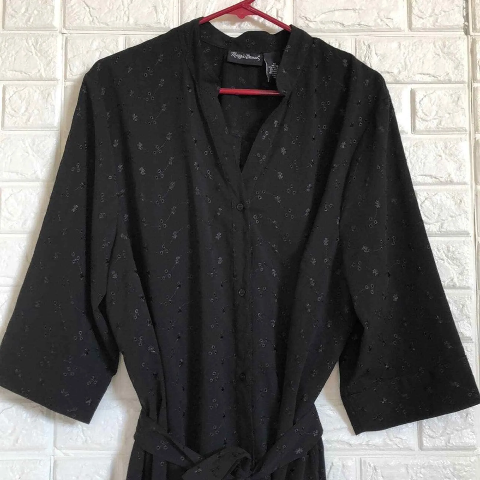 Maggie Barnes Black eyelet belted tunic top Or mini dress Women’s Size‎ 1X - Image 3