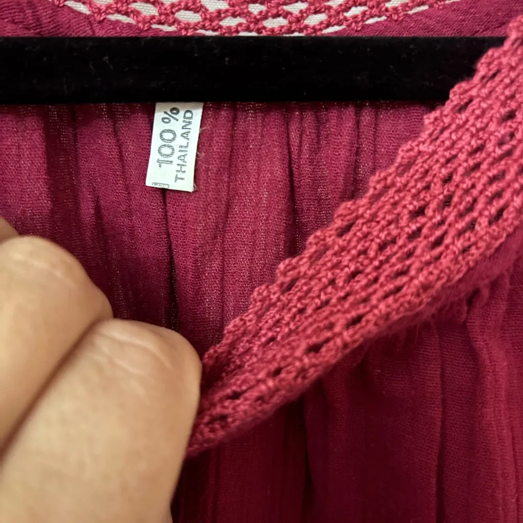 Charming Red Dress with Floral Embroidery 100 cotton Thailand Size undefined - Image 7